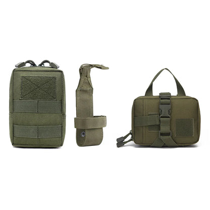 3Pcs Dog Tactical Harness Bags — 2 Pouch MOLLE Set & 1 Belt Bottle Holder for Military Training & Outdoor Use