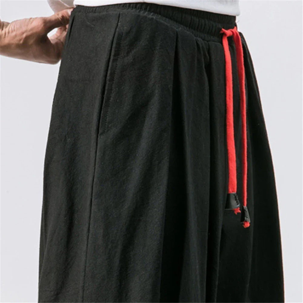 FGKKS New Oversize Men's Harem Pants: Autumn Chinese Linen Sweatpants - High-Quality Casual Trousers for Males