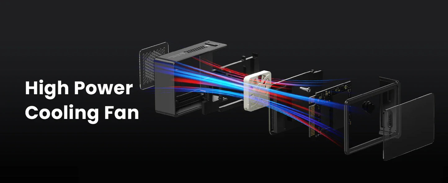 SHARGE M2 NVMe SSD Enclosure – 10Gbps PCIe USB 3.2 Gen2, Tool-Free External Adapter with Active Cooling for 2230 SSD (Up to 2TB)