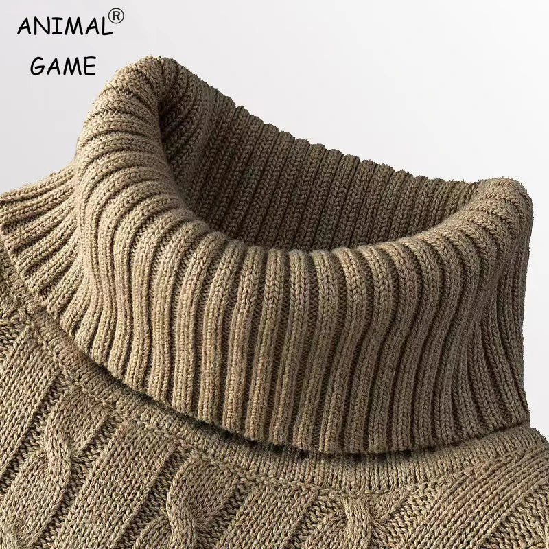Men's Turtleneck Woolen Sweater - Casual Rollneck Knitted Warm Jumper Winter Pullover Top