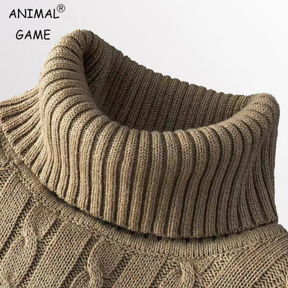 Men's Turtleneck Woolen Sweater - Casual Rollneck Knitted Warm Jumper Winter Pullover Top