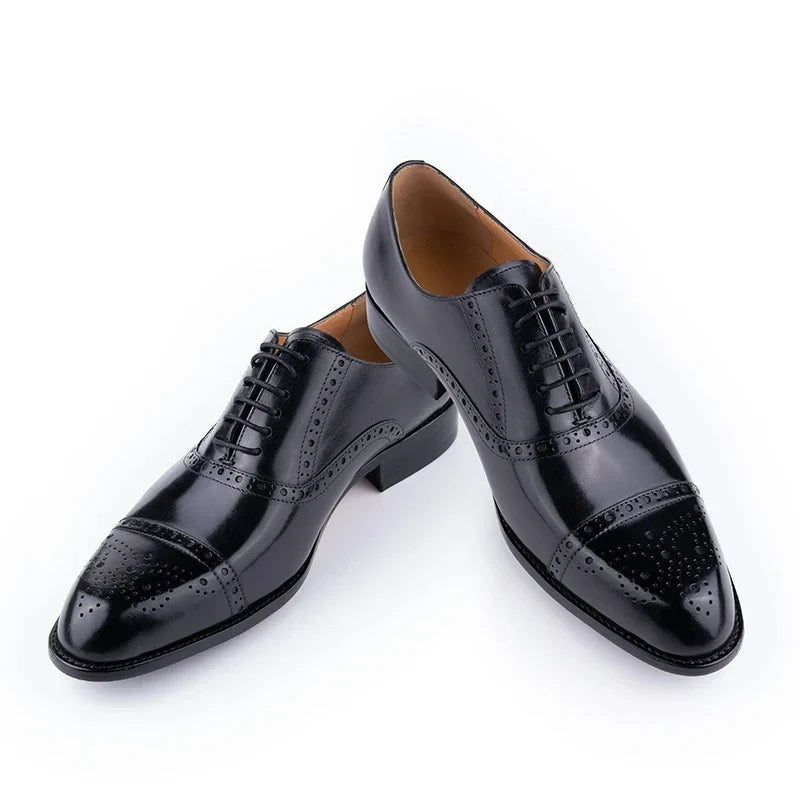 Men's Classic Brogue Dress Shoes - Genuine Cowhide Handmade Business & Wedding Shoes