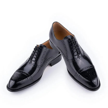 Men's Classic Brogue Dress Shoes - Genuine Cowhide Handmade Business & Wedding Shoes