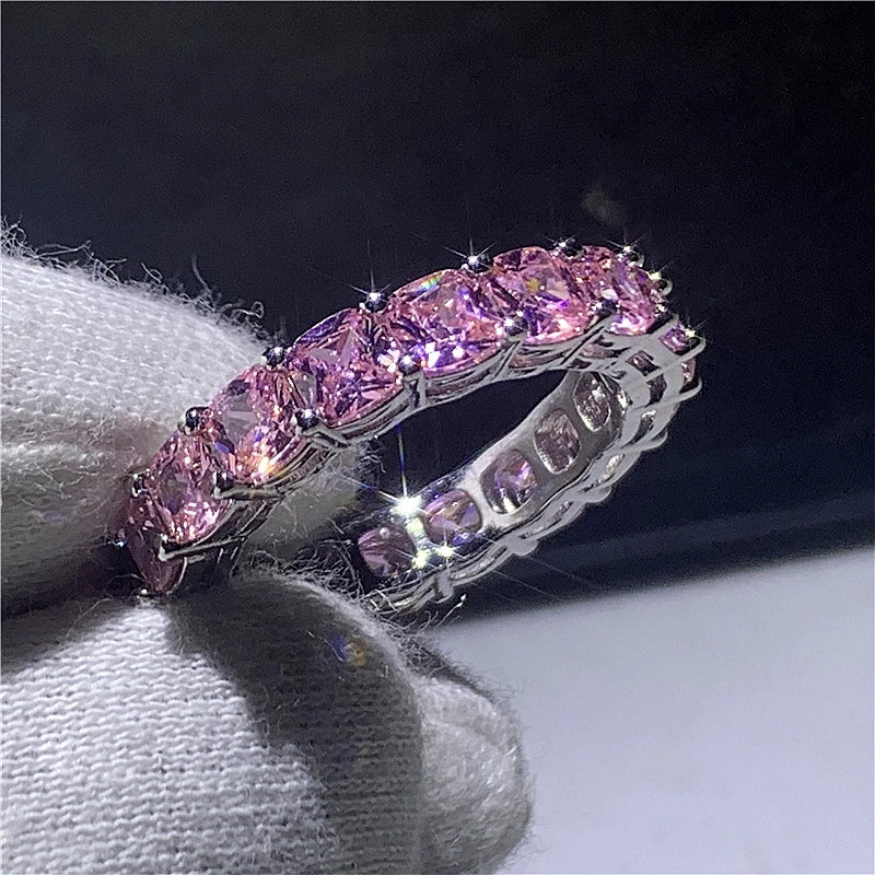 925 Sterling Silver Eternity Band Ring - CZ Diamond Promise Engagement Wedding Jewelry for Women & Men