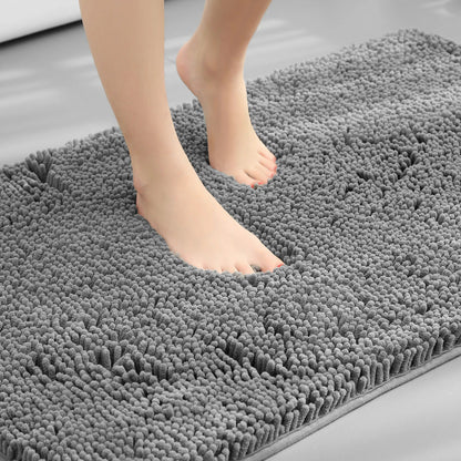 Chenille Long-Haired Bath Mat – Absorbent Bathroom Floor Mat for Tub, Living Room, and Entrance Foot Pad