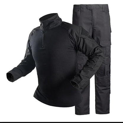 Men’s Camo Tactical Uniform Set | Ripstop Airsoft Suit with Multi-Pocket Pants & Training Shirt for Hunting or Paintball