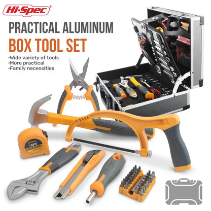 Hi-Spec 91PCS Professional Tool Set - CR-V Socket Wrench Repair Kit with Aluminum Carrying Case