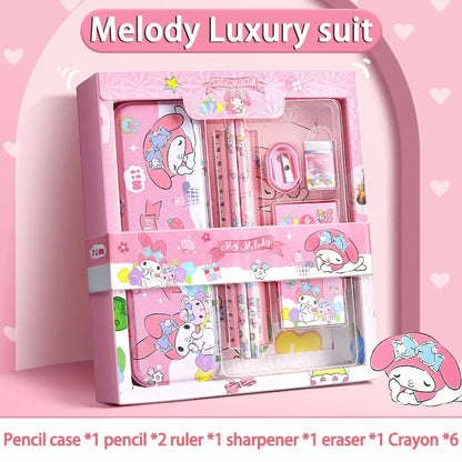 Sanrio Kawaii Stationery Gift Box – 12-Piece School Supplies Set with Kuromi, My Melody & Cinnamoroll for Girls