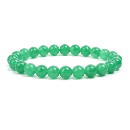 Natural Stone Bead Bracelet - Amethyst Crystal Quartz Aquamarine Jade Agate Elastic Bangle Jewelry for Women & Men