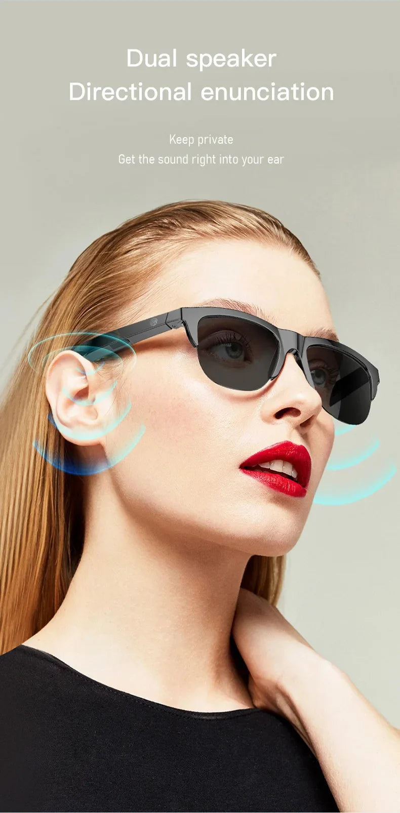 Smart Bluetooth V5.3 Sunglasses – HIFI Audio Glasses with Call Function, UV Protection, Anti-Touch Tech for Outdoor Sports Men & Women