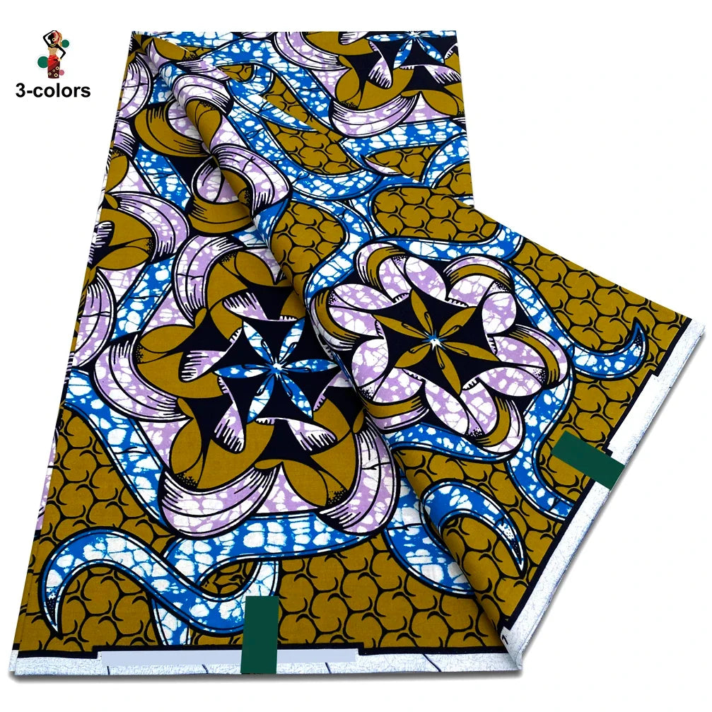 African Ankara Wax Fabric - 100% Cotton Soft Pink Pagne Fashion Print