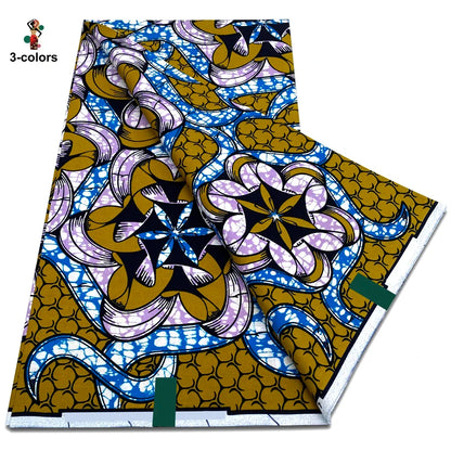 African Ankara Wax Fabric - 100% Cotton Soft Pink Pagne Fashion Print
