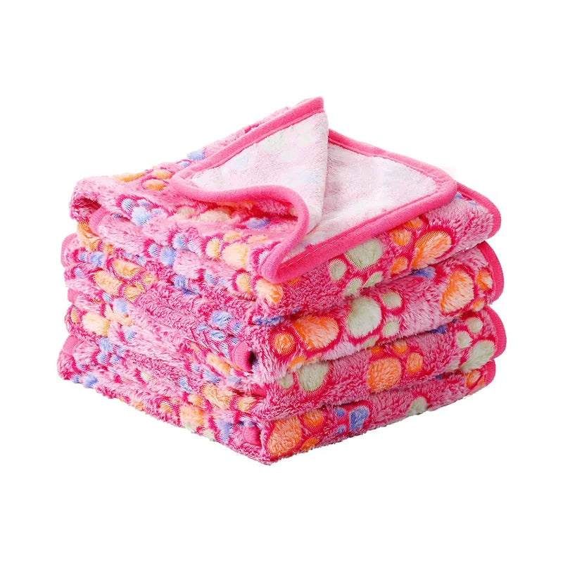Soft Fluffy Pet Bed Mat - Cute Paw & Elephant Pattern Travel Blanket for Warm Dog and Cat Comfort