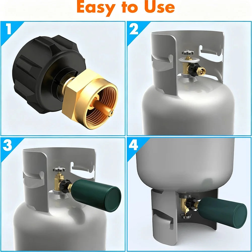Propane Refill Adapter for 1 lb Tanks - Solid Brass LP Gas Cylinder Refill Connector