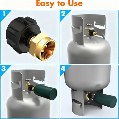 Propane Refill Adapter for 1 lb Tanks - Solid Brass LP Gas Cylinder Refill Connector