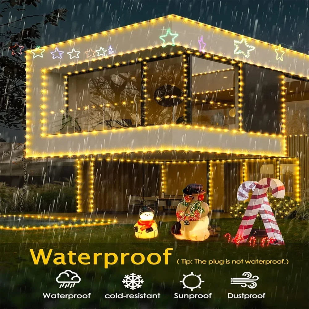 1000 LED Green Wire Fairy String Lights | Waterproof Christmas Tree & Holiday Decor, US/EU Plug 110V/220V