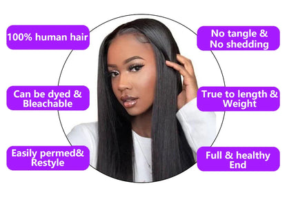 13x6 HD Lace Front Wig – Dark Brown Body Wave Human Hair Wig, 36 Inch Pre-Plucked Brazilian Chocolate Brown Lace Frontal Wig