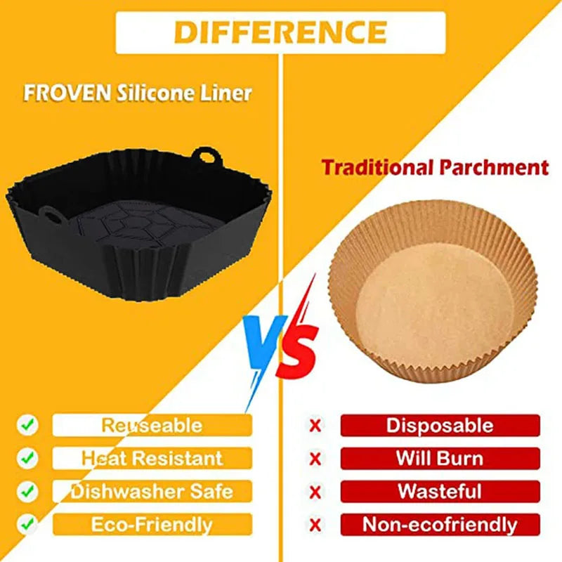 Reusable Silicone Air Fryer Liners Food Safe Non-Stick Pot for Air Fryer Basket Accessories