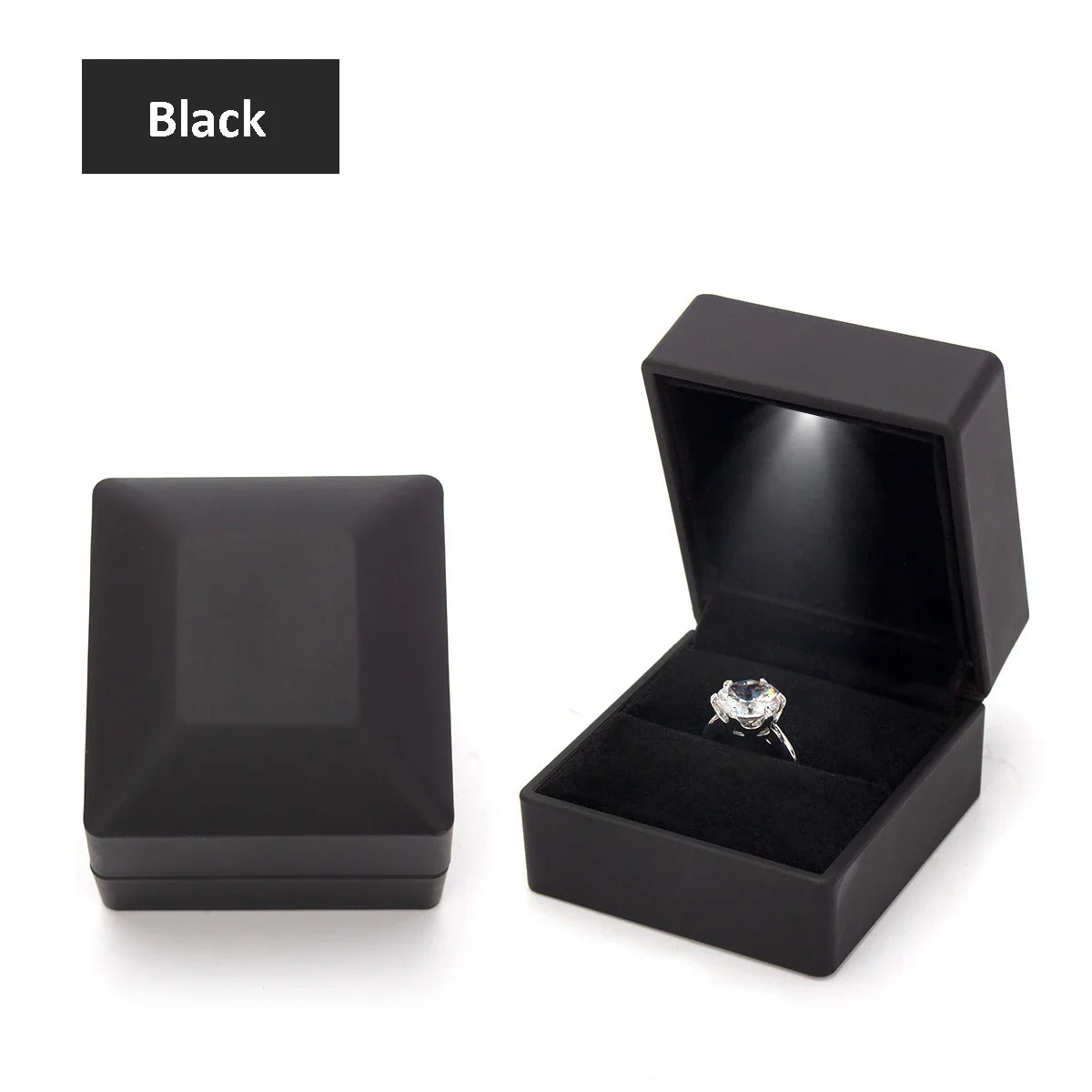 LED Jewelry Ring & Necklace Box — Luxury Velvet Display Case with Light for Engagement, Proposal & Wedding Gifts