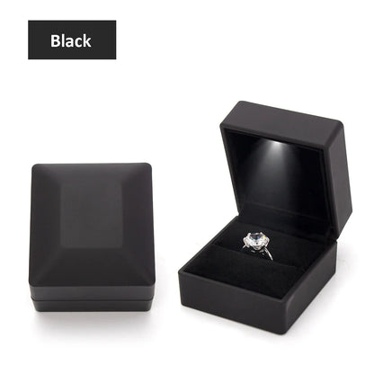 LED Jewelry Ring & Necklace Box — Luxury Velvet Display Case with Light for Engagement, Proposal & Wedding Gifts