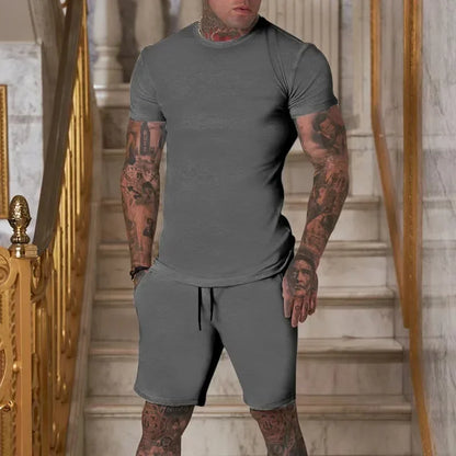 Men's Summer Sports Suit - Breathable T-Shirt & Shorts Two-Piece Casual Outdoor Tracksuit Set