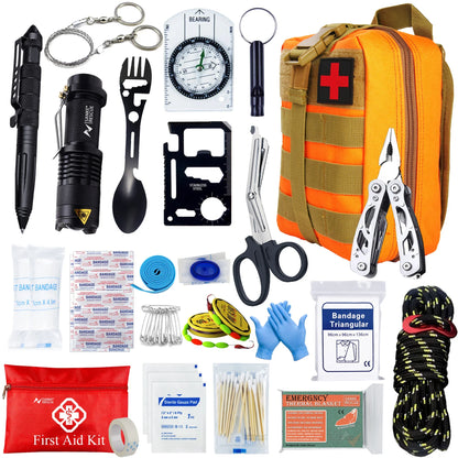 Survival First Aid Kit - MOLLE Outdoor Emergency Trauma Bag for Camping Hiking IFAK EDC Adventure Gear