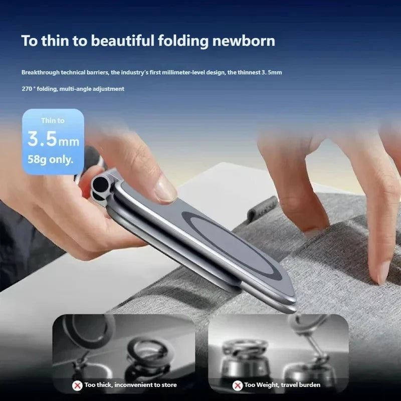 Ultra-Thin Magnetic Phone Holder - Foldable Car & Desktop Phone Mount Bracket