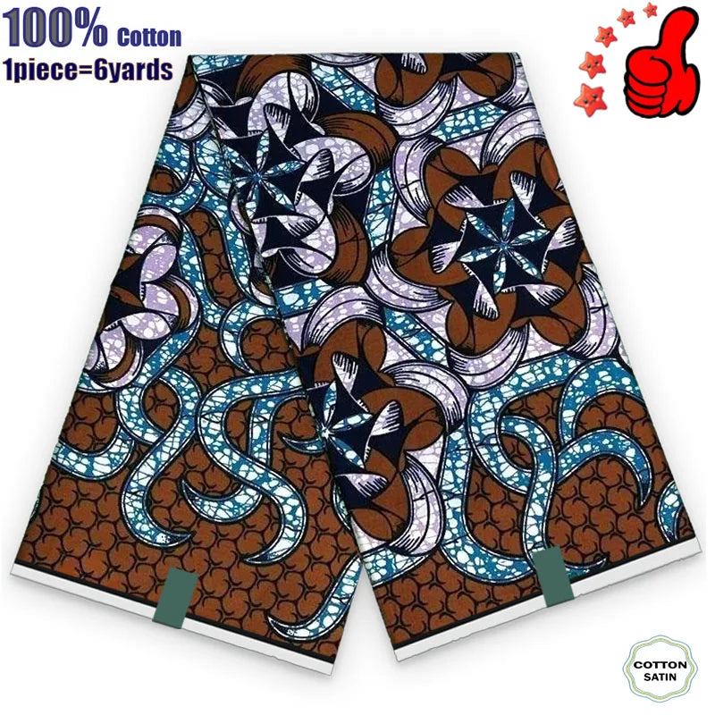 African Real Wax Fabric - High Quality 100% Cotton Ankara Pagne for Women’s Dresses