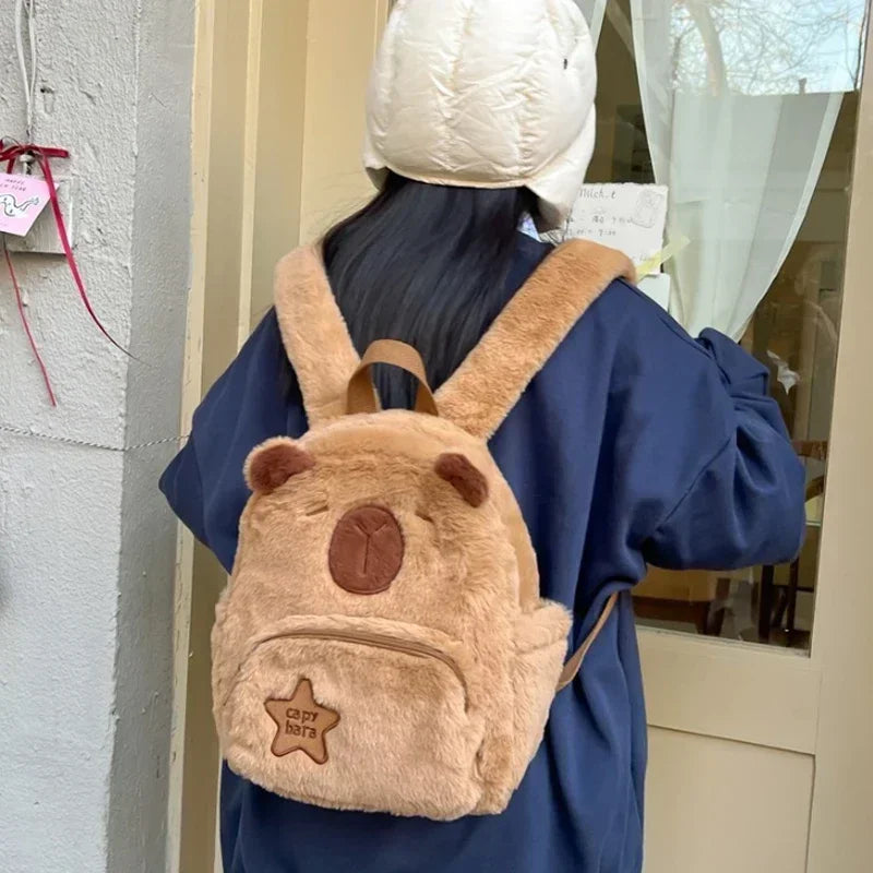 Capybara Plush School Bag – Large Capacity Casual Backpack for Students
