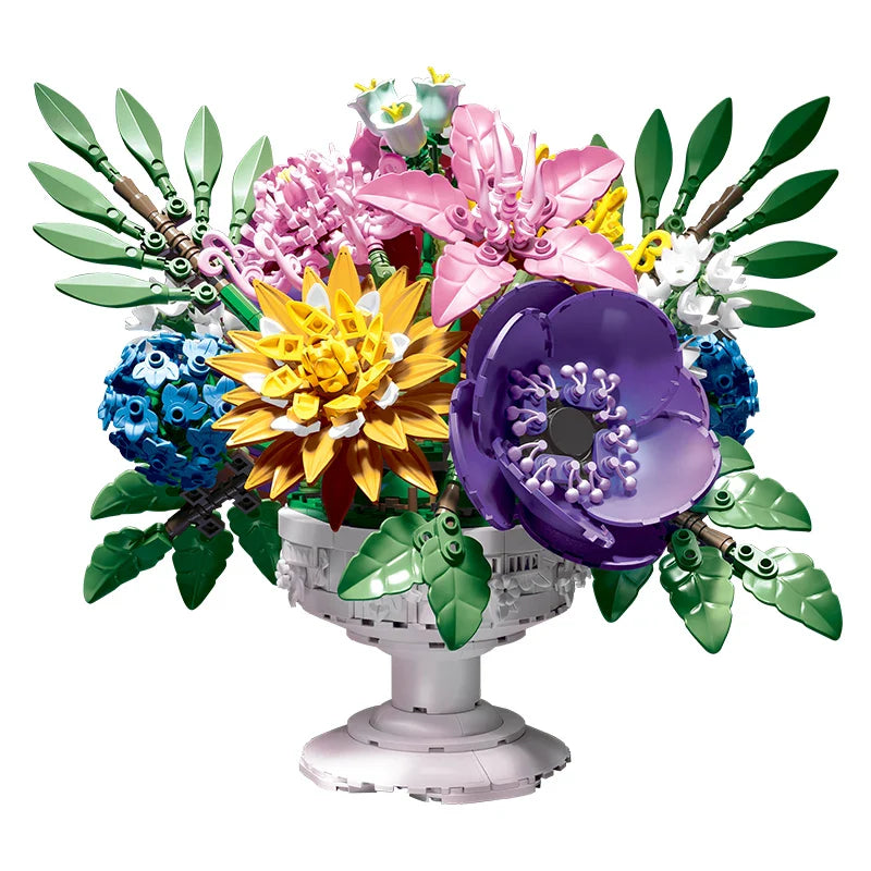 1081PCS Dream Flower Bouquet Building Blocks – Model Room & Garden Ornaments Toy for Kids, Girls, Adults, Christmas Gifts