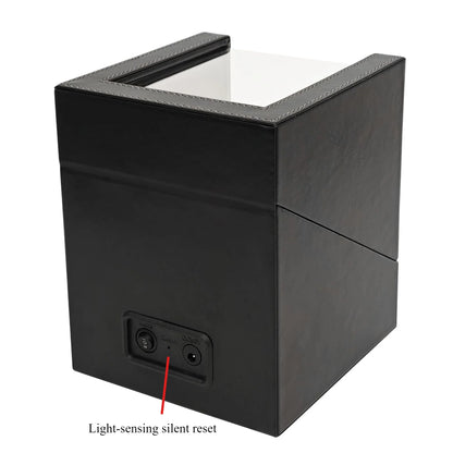 Universal Watch Winder Box - 3 Position Smart Winding Mechanism with LED Light Sensor Silent Motor USB Watch Storage Case