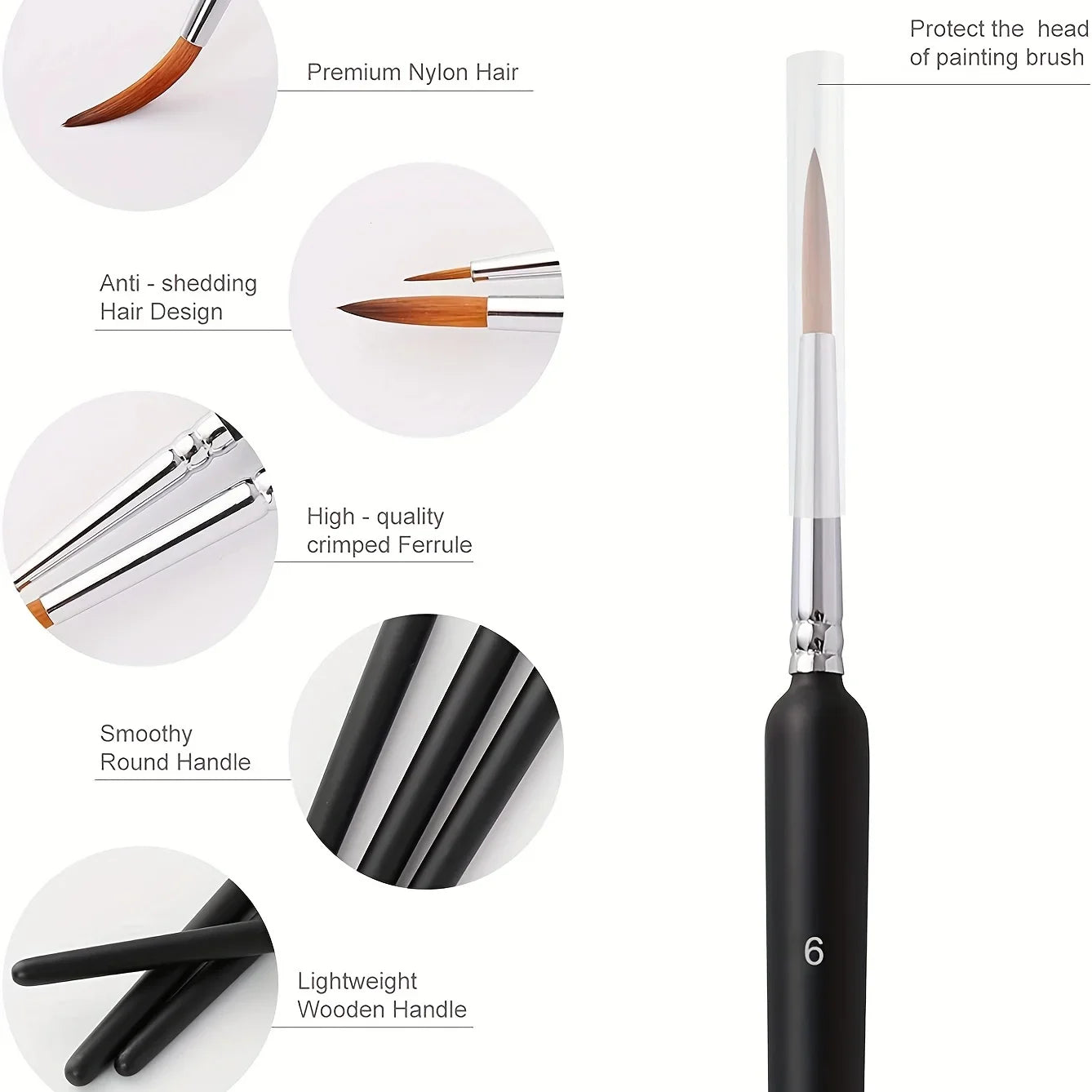 10/11PCS Miniature Paint Brush Set – Detail Tip Brushes with Ergonomic Handle for Acrylic & Oil Painting