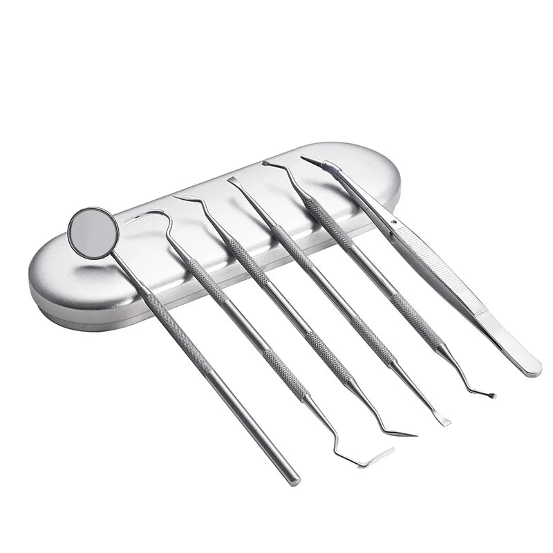 Stainless Steel Dental Tools Kit – Dentist Mirror, Double Probe & Sickle Hoe Tooth Cleaner for Oral Care