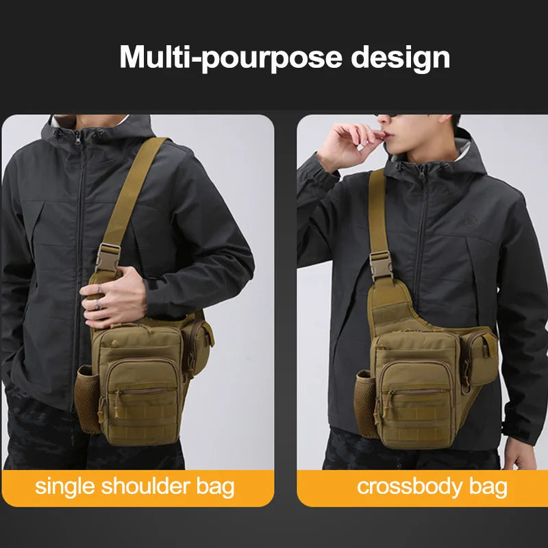 Men's Tactical Chest Pouch Bag - Molle Crossbody for Camping, Hiking, Cycling, Travel, Outdoor Sports, Fishing, Fanny Pack