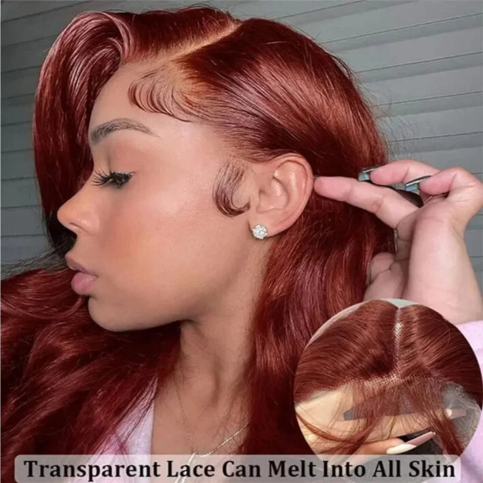 HD 13x4 Reddish Brown Lace Front Wig – Glueless Brazilian Body Wave Human Hair Wig, Red Brown Lace Frontal