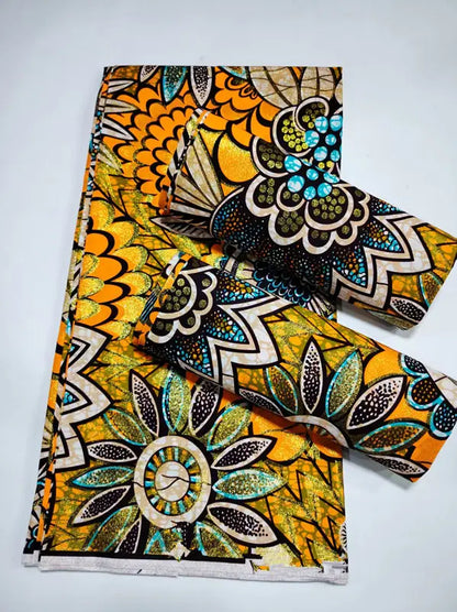 African Real Wax Print Fabric - 6 Yards 100% Cotton Ghana Ankara Loincloth Material