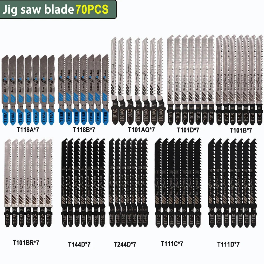 Jigsaw Blade Set T-Shank (10–100Pcs) – HCS/HSS Multi-Purpose Jig Saw Blades for Wood, Plastic & Metal Cutting Tool Accessories