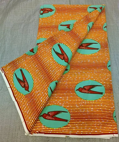 Cotton Batik Ankara Fabric - 100% African Wax Print Bronzing Golden Fabric 6 Yards for Dresses & Crafts