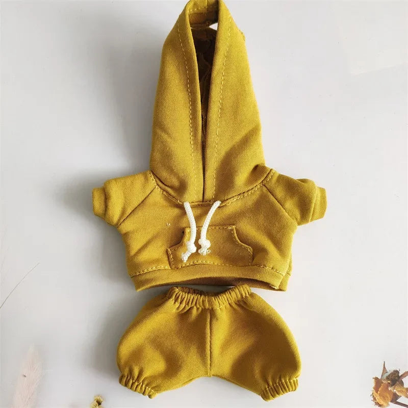 17cm Labubu Doll Outfit Set – Black Hoodie Sweatshirt & Pants, DIY Gift for Dolls