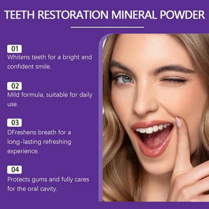 Purple Teeth Whitening Mineral Powder – Teeth Restoration, Stain Removal & Fresh Breath Oral Cleanser