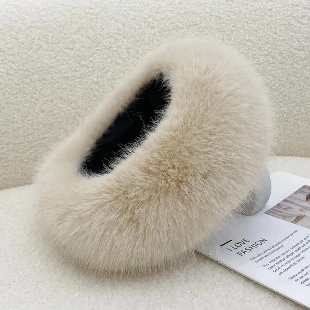 Winter Faux Fur Bucket Hat for Women – Fluffy Thick Plush Fisherman Hat, Coldproof & Windproof Skiing Fashion Panama Cap