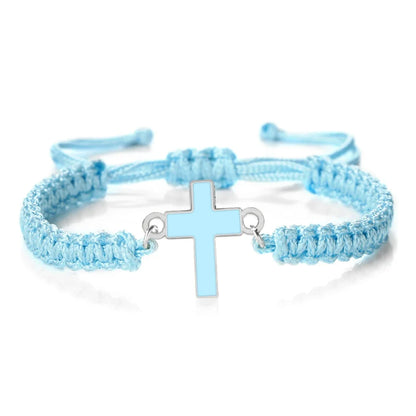 Jesus Cross Braided Bracelet - Handmade Christian Faith Friendship Bangle Jewelry Gift for Women & Men