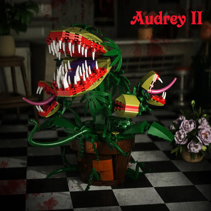 Audrey II Piranha Plant Building Blocks – 4 Openable Mouths Horror Shop Cannibal Toy, Halloween Gift for Kids