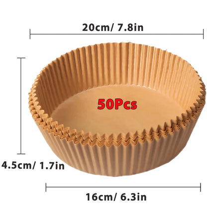 50/100Pcs Disposable Air Fryer Paper Liners Non-Stick Round Baking Parchment for Kitchen Cooking