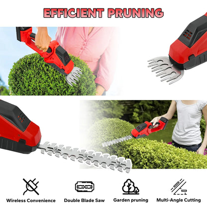 2-in-1 Cordless Hedge Trimmer & Grass Shears for Milwaukee 18V Battery – Handheld Electric Shrub Cutter Garden Tool (Tool Only, No Battery)