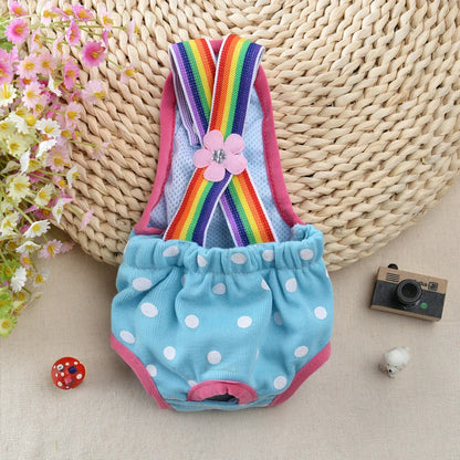 Pet Denim Female Panties - Adjustable Strap Dog Cat Shorts Anti-Harassment Safety Underwear for Small Pets