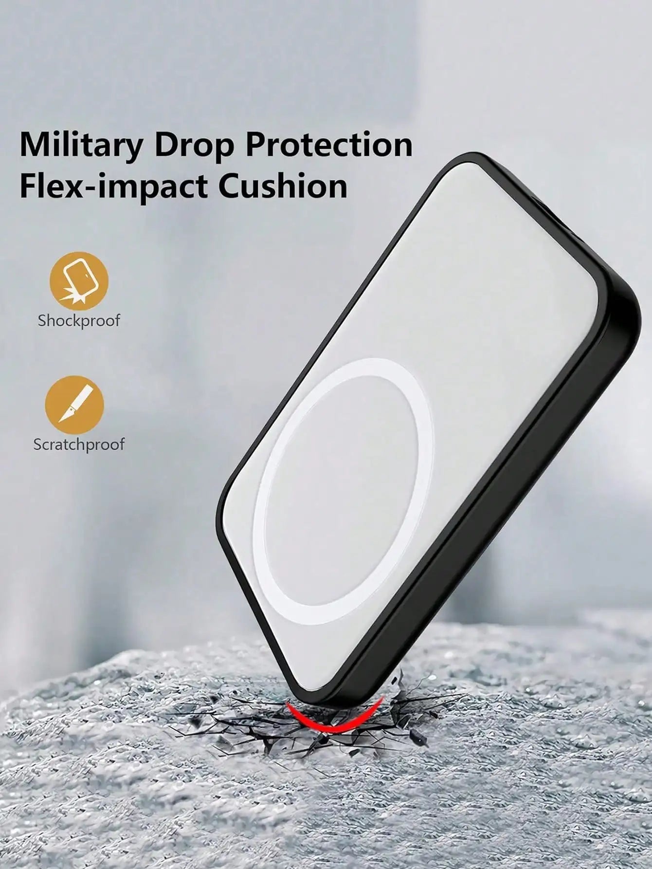 Black TPU Charging Case - Protective Cover for Apple MagSafe Wireless Power Bank