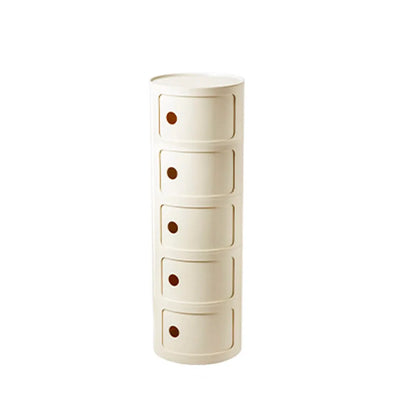 Nordic Minimalist White Bedside Table – Modern Round Plastic Side Cabinet, Small Creative Storage Unit