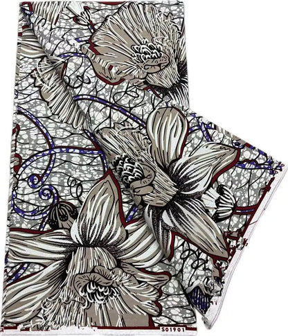 African Real Wax Print Fabric - 6 Yards 100% Cotton Ghana Ankara Loincloth Material