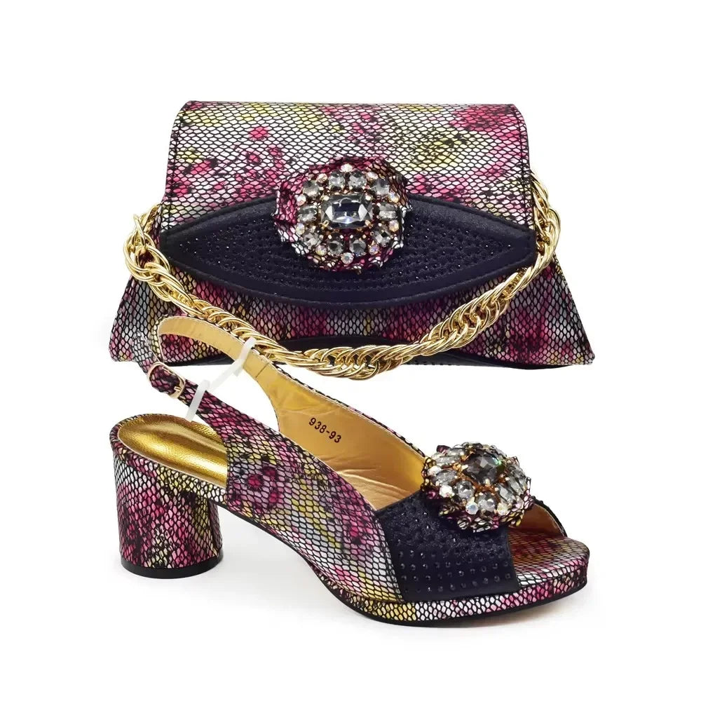 Women’s Purple Italian Shoe & Bag Set - Elegant Heeled Party & Wedding Accessories